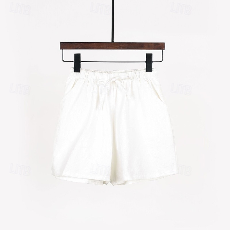 Mulheres Shorts de algodão e linho Calção Calças Roupa de rua Casual Curto Natural Tecido Bolsos Design de cordão elástico Confortável Exterior Ao ar livre Feriado Verde Floresta Ferrugem Azul de 2025 por $17.99 –P5