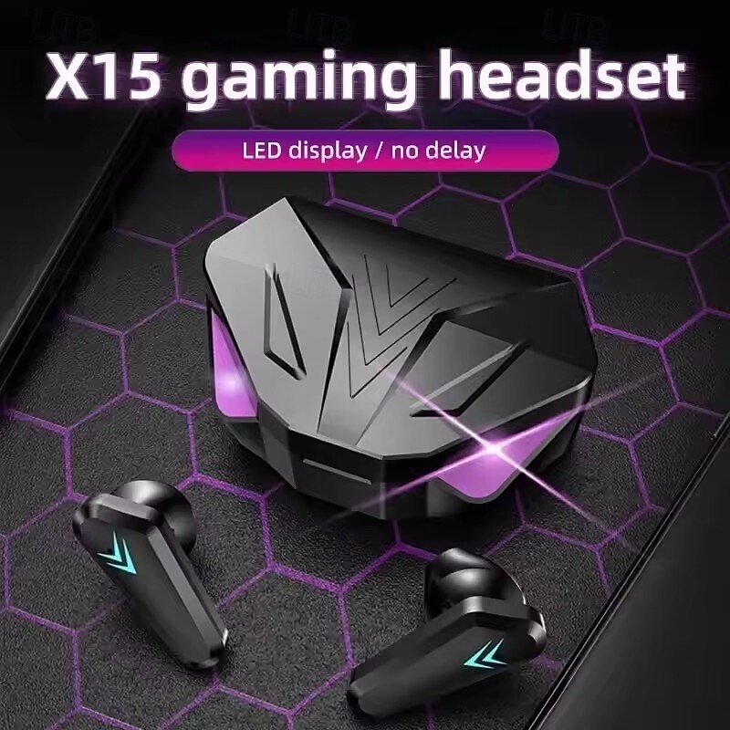X15 беспроводные Bluetooth 5.3 игровые наушники с LED дисплеем шумоподавление и встроенный микрофон 2025 - $20.99 –P1