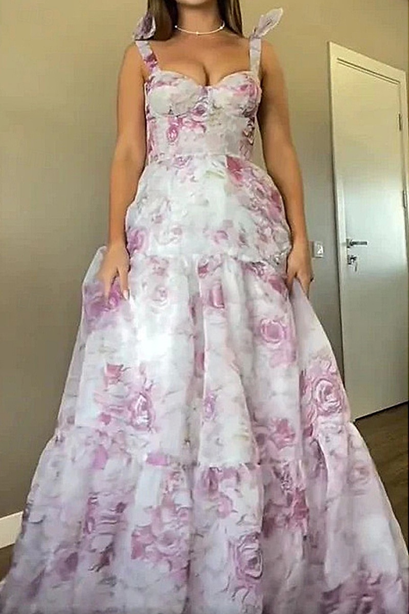 Women's Long Dress Maxi Dress Party Dress Cocktail Dress Fashion Party Special Occasion Regular Fit Flower Sleeveless Spaghetti Strap Blue Light Purple Summer 2025 - $33.99 –P8