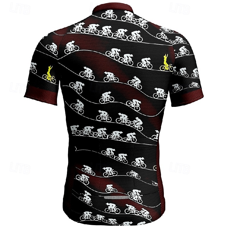 Herr Cykeltröja Kortärmad Cykel T-shirt Tröja med 3 bakfickor Bergscykling Andningsfunktion Snabb tork Anatomisk design Uppsugande Vinrött Svart Blå Grafisk Lutning sporter Kläder 2025 - $25.99 –P10