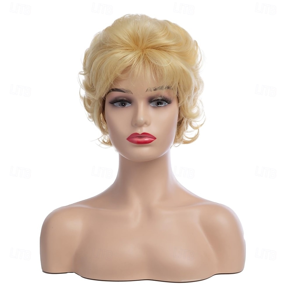 krótkie blond peruki dla kobiet krótkie fryzury pixie kręcone włosy peruka puszyste naturalne wyglądające syntetyczne włosy codzienne peruki 2026 - $25.99 –P13