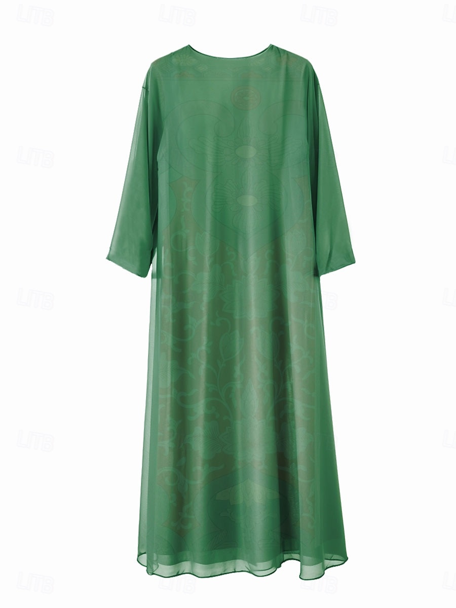 Femmes Robe Midi Robe d'été Occasionnel Robes semi-formelles Quotidien Fête Date Coupe régulière Fleuri Graphique Manche 3/4 Col ras du cou Vert Été Printemps de 2025 ? $36.99 –P2