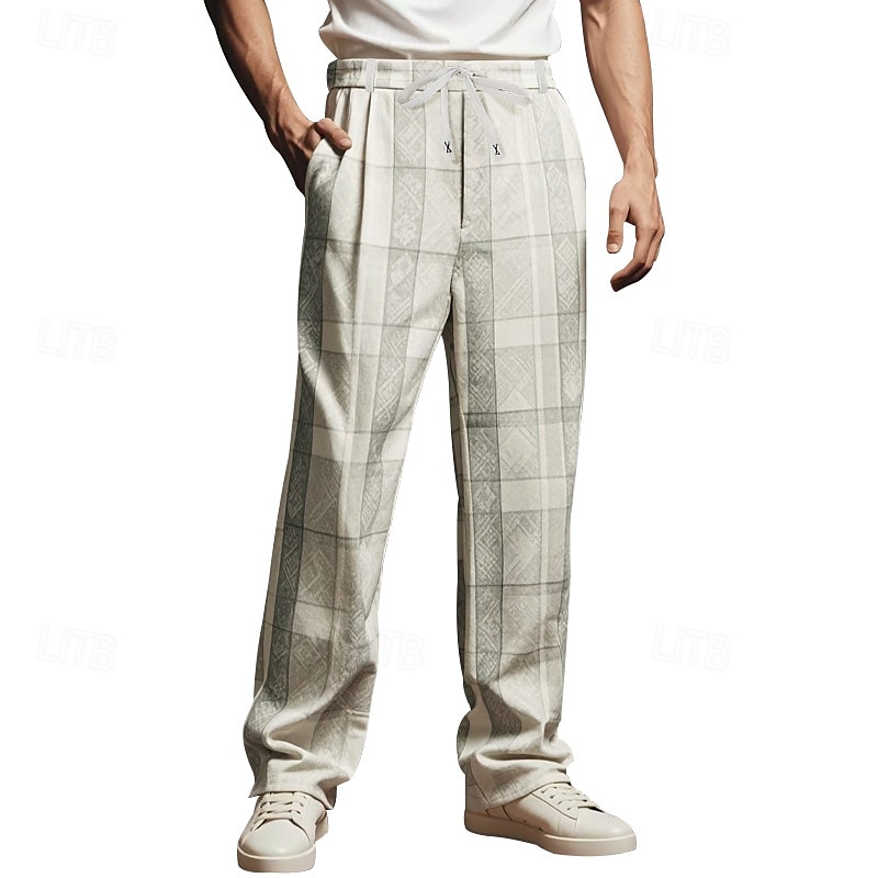 Herren Anzughose Hose Freizeithose Kordelzug Elastischer Bund Gerader Schnitt Einfach Komfort Weich Volle Länge Outdoor Geschäft Täglich Mode Streetwear Hellkaki Weiß 2025 - $22.99 –P8