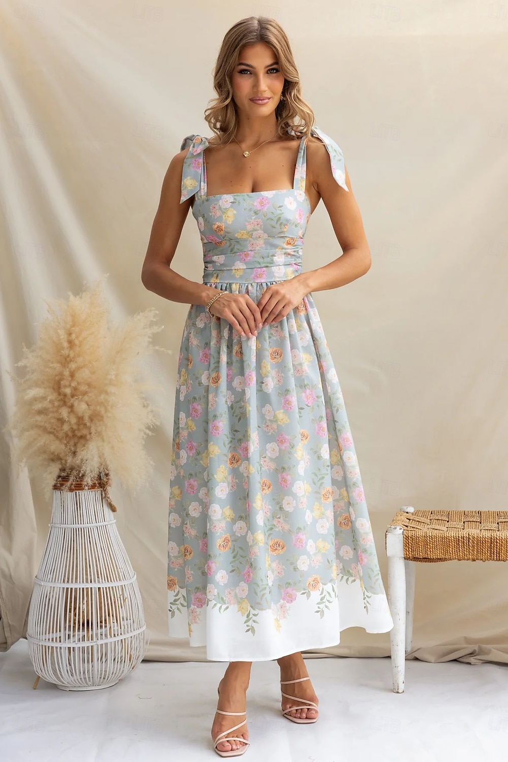 Retró 1950-es Rockabilly Maxi Ruhák Flare ruha Cottagecore Virágos Női Vakáció Hazaérkezés Buli és este Felnőttek Ruha Nyár 2025 - $35.99 –P9