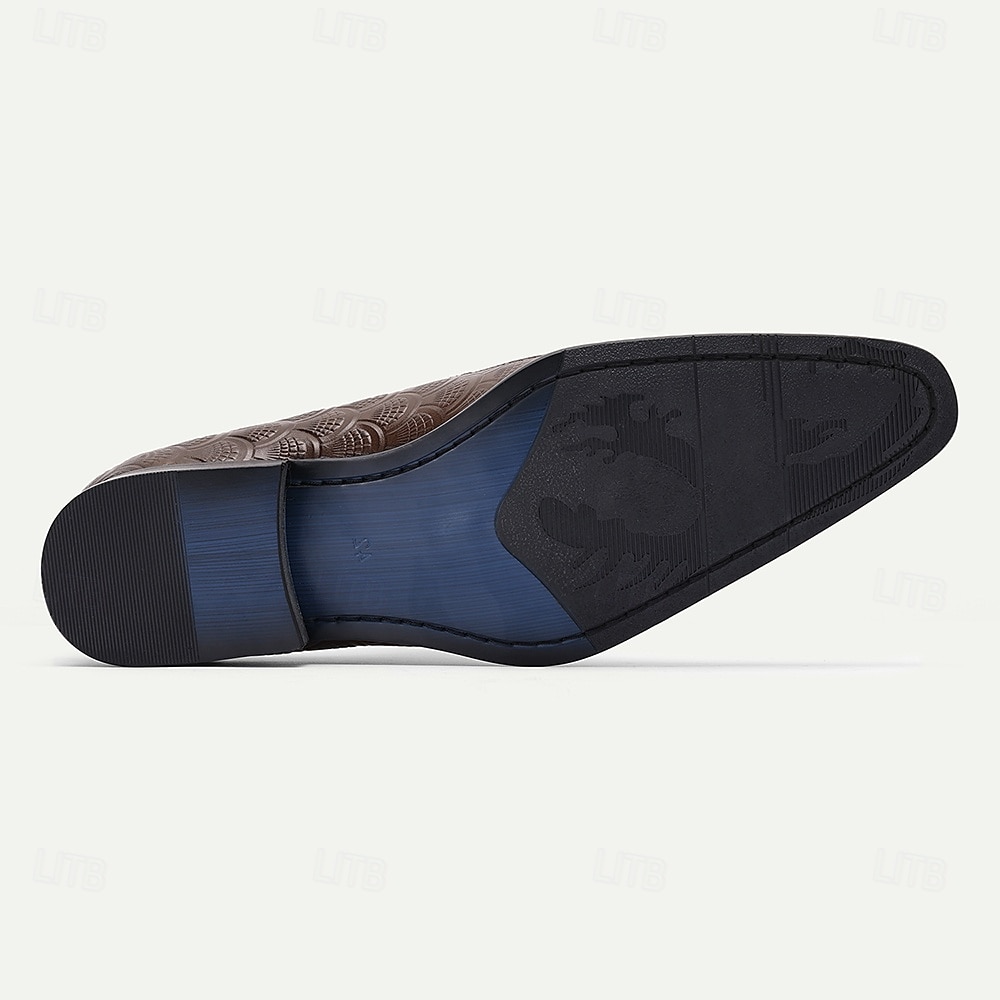 oxfords masculinos de couro marrom com relevo – sapatos kentucky derby para negócios e eventos especiais de 2025 por $109.99 –P6