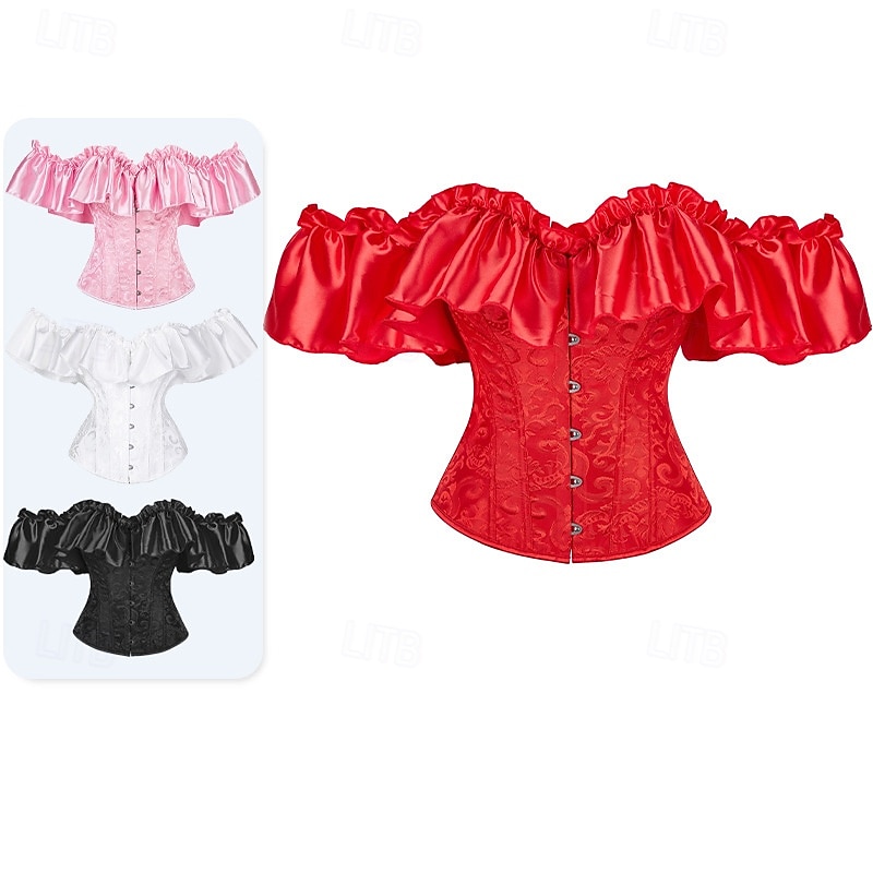 Rococo Overbust Corset Masquerade Overbust Corset Cosplay Tummy Control Push Up Jacquard Jacquard Women's Royal Masquerade Party Carnival of Venice Adults' Corset 2025 - $26.99 –P1