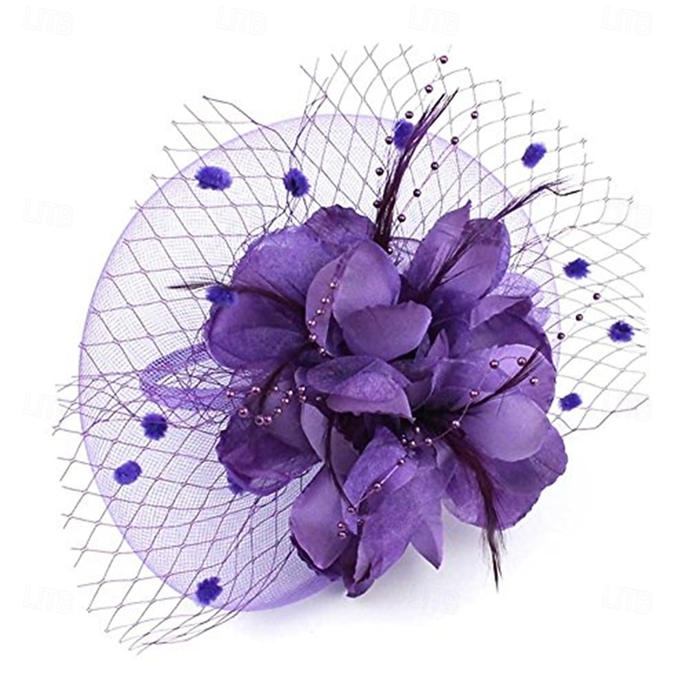 fascinators hatt för kvinnor teparty headpiece bröllop cocktail blomma mesh fjädrar hårklämma 20-tal flapper fascinators 2025 - $33.99 –P15