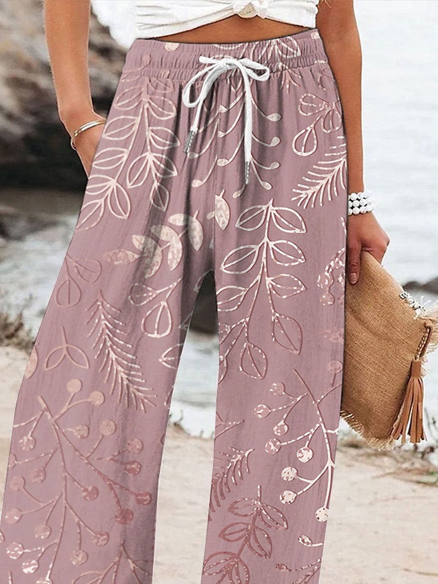 Femmes Jambe large Chinos Pantalons Amples Vacances ancien Mode Longueur complète Taille haute Fleuri Graphique Impression Micro-Élastique Formel Vacances Rue Rose Été Printemps Coupe Ample de 2025 ? $24.99 –P3