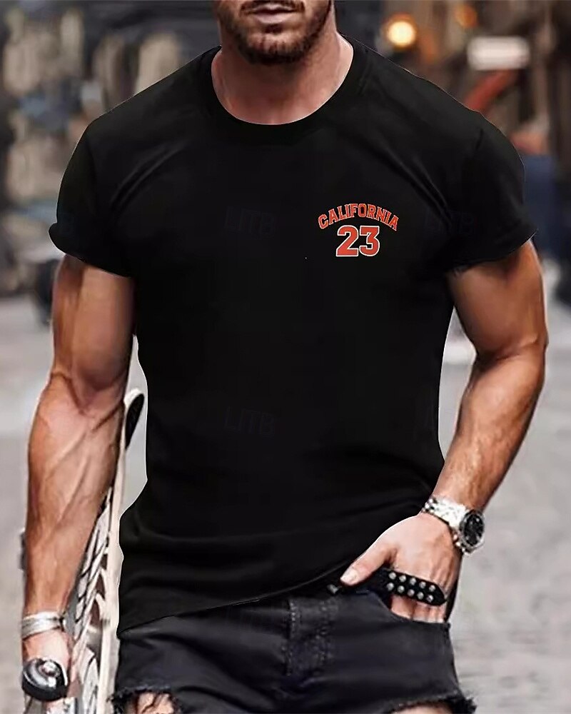 Men's T Shirt Tee Short Sleeve Shirt Tee Top Short Sleeve Crew Neck Summer Letter Print Fashion Designer Basic Print Vacation Street Going out Black White Top Tee for Men 2025 - $17.49 –P1