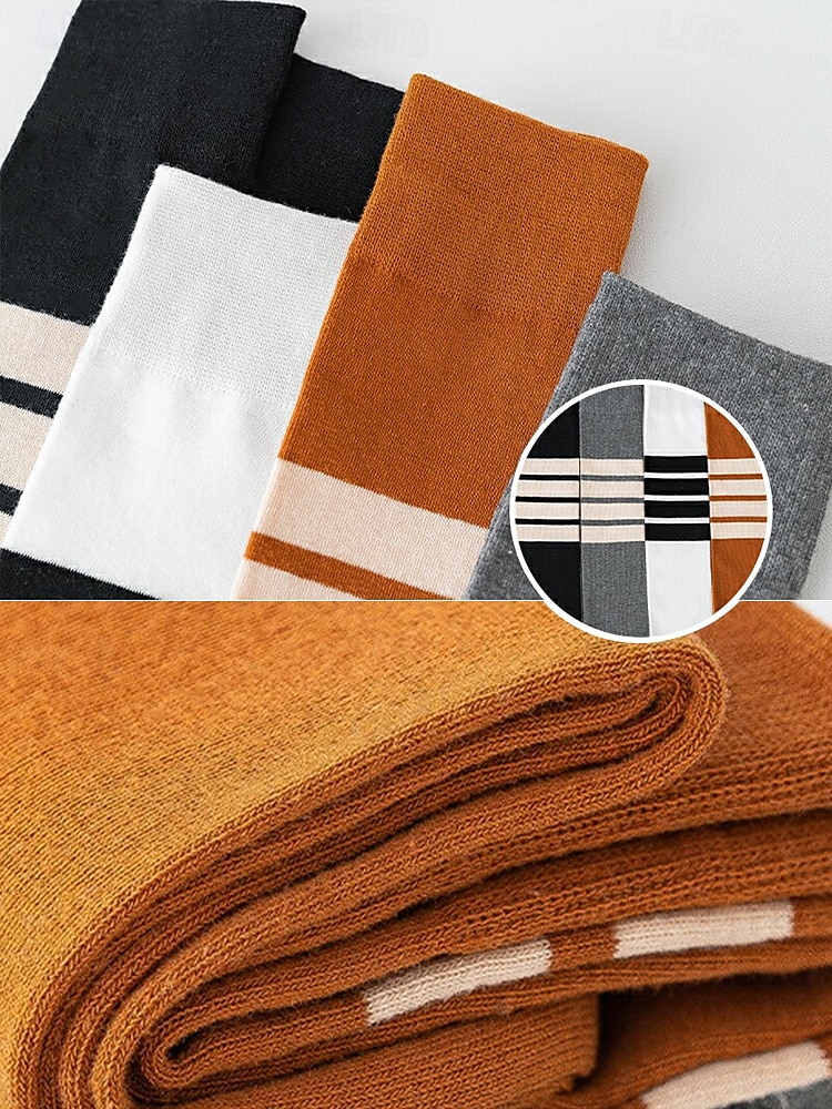 Kniehohe, asymmetrisch gestreifte Damensocken – sportliche, über die Wade reichende Baumwollsocken für Schuluniformen für Schüler, Abschlussfeiern, Cheerleading und den Alltag 2025 - $7.99 –P10