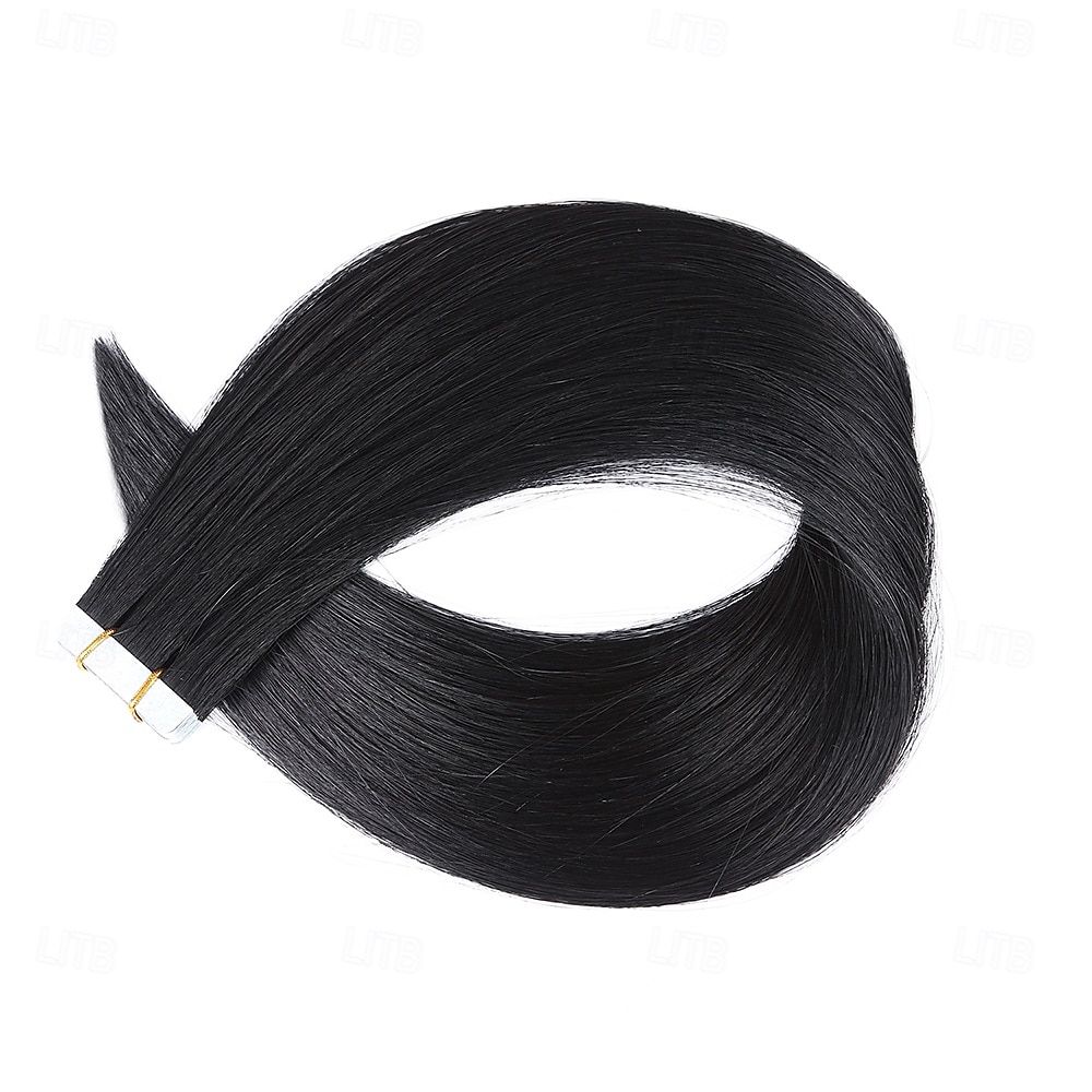 Extensions de cheveux humains Remy à bande adhésive noire, cheveux lisses et sans couture, 18 pouces, 50 g, 20 pièces de 2025 ? $109.99 –P1