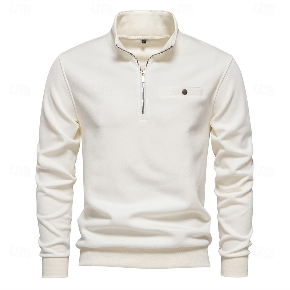Homme Sweat à capuche quart zippé Noir Blanche bleu marine Gris Demi-zip Uni Polyester Occasionnel Athlétique Vêtement Tenue Pulls Capuche Pulls molletonnés manche longue de 2025 ? $31.99 –P2
