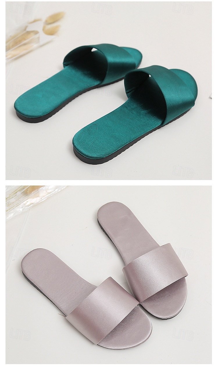 Women Satin Slide Flat Open Toe Soft Slip on Silky Slide Sandal House Slipper 2025 - $16.99 –P10