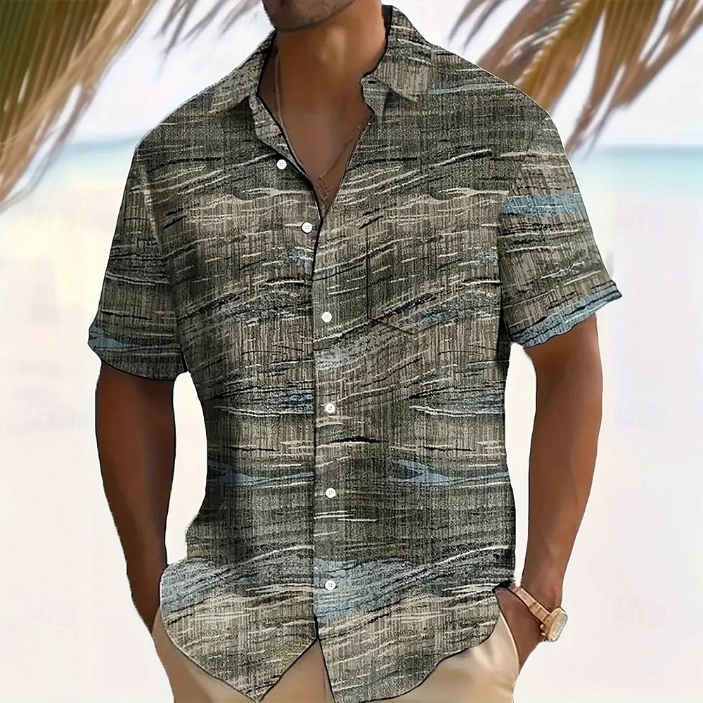 Per uomo Geometrico A righe Camicia Camicia Estiva Camicia con Bottoni Manica Corta Moda Casual Abbigliamento casual alla moda Vacanza Abbigliamento Quotidiano Estate Primavera Collo ripiegato Stampa del 2026 a $25.99 –P1