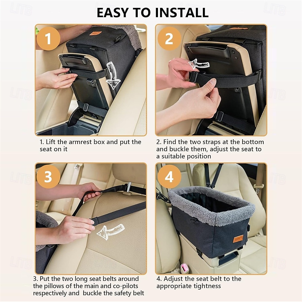 assento de carro para cães pequenos, console central, assento elevatório para animais de estimação com estrutura de metal, assento de carro para animais de estimação com cintos de segurança de de 2025 por $34.99 –P5