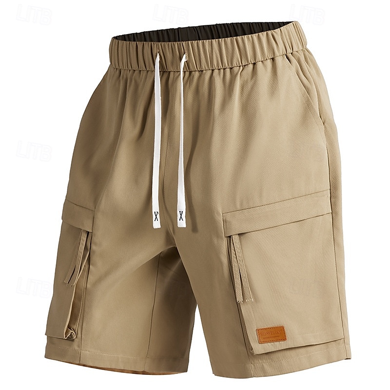 Herren Cargo-Shorts Shorts Sommershorts Kordelzug Elastischer Bund Reißverschlusstasche Einfach Komfort tragbar Knielang Outdoor Sport Täglich Mode Lässig Schwarz Armeegrün 2025 - $16.49 –P1