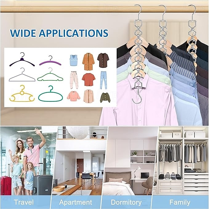 6 Pack Space Saving Hangers for Clothes Heavy Duty 30Lbs Capacity Magic Collapsible Clothes Space Saver Metal Hanger Organizer with 360 Swivel Hook Closet Organizers Storage Dorm Room Essentials 2025 - $21.99 –P5
