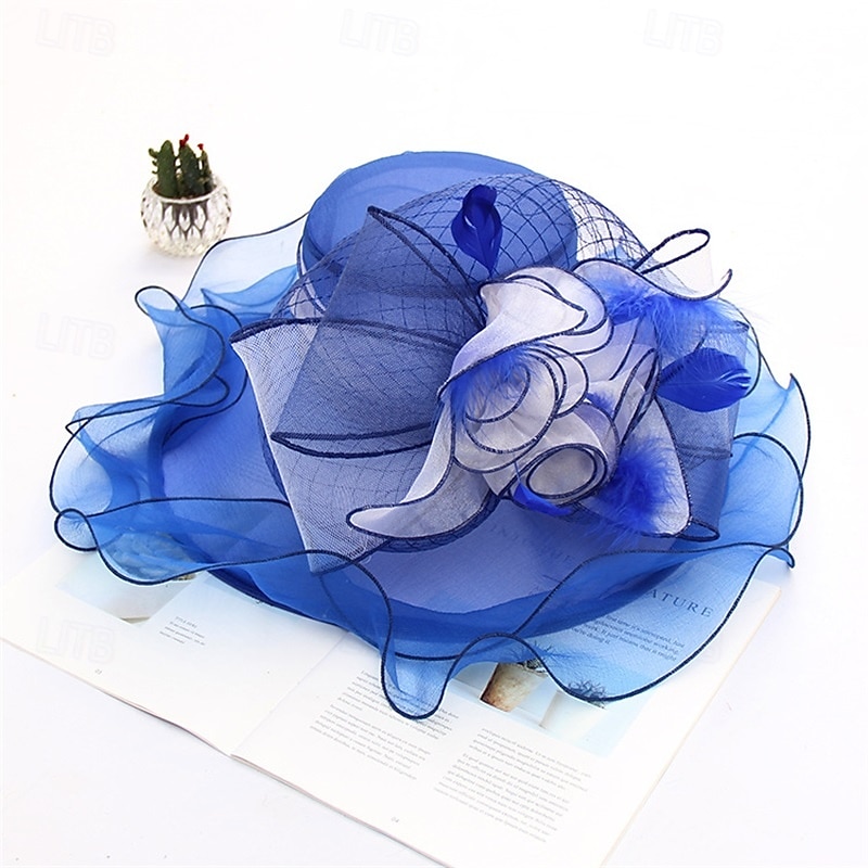 naisten hatut headband hiusneula organza fascinator kirkkohattu kukka teejuhlat häähattu 2025 - $53.99 –P7