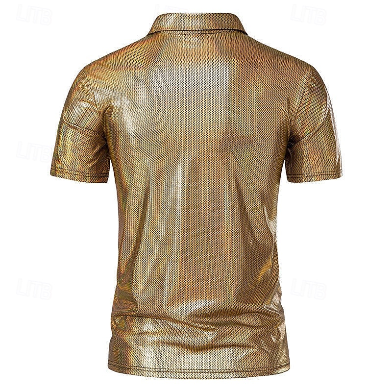 Retró 1980-as évek Póló POLO trikó Diszkó Fényes latex patent Fémes Szivárvány Jelmez Férfi Mindszentek napja Farsang Pride Parade Büszkeség hónapja Felnőttek Póló Nyár 2025 - $26.99 –P7