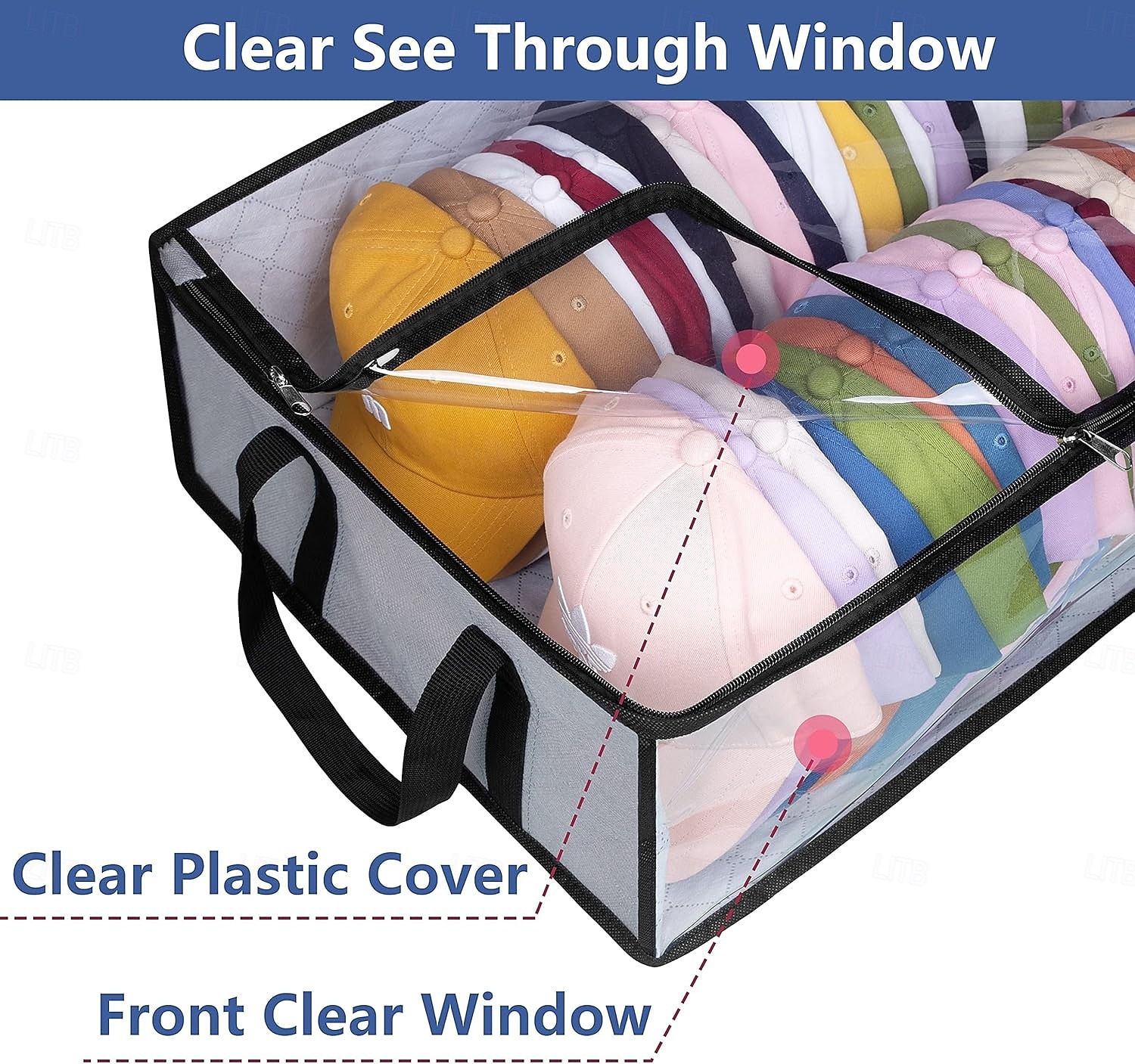 Hat Storage Under Bed Storage for Baseball Caps, Large Holds up to 40 Caps Wide Hat Organizer for Closet Snapback Holder, Grey 2025 - $9.49 –P5