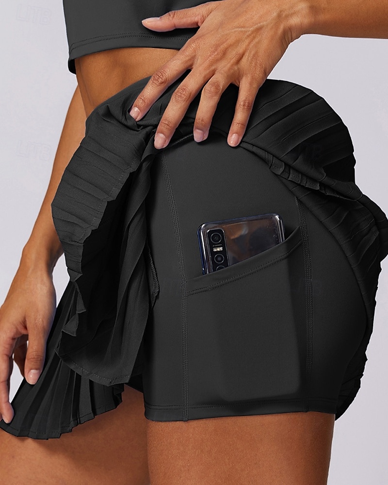 US Open Women's Tennis Skirts Tennis Skirts with Shorts Pleated Side Split Quick Dry Tennis Golf Pickleball Solid Colored Bottoms Black White Blue Tennis Clothing 2025 - $28.99 –P18