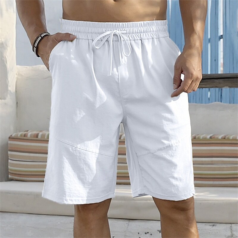 Men's Shorts Summer Shorts Beach Shorts Casual Shorts Pocket Drawstring Elastic Waist Plain Comfort Breathable Short Outdoor Vacation Sport Casual Black White 2025 - $17.99 –P6