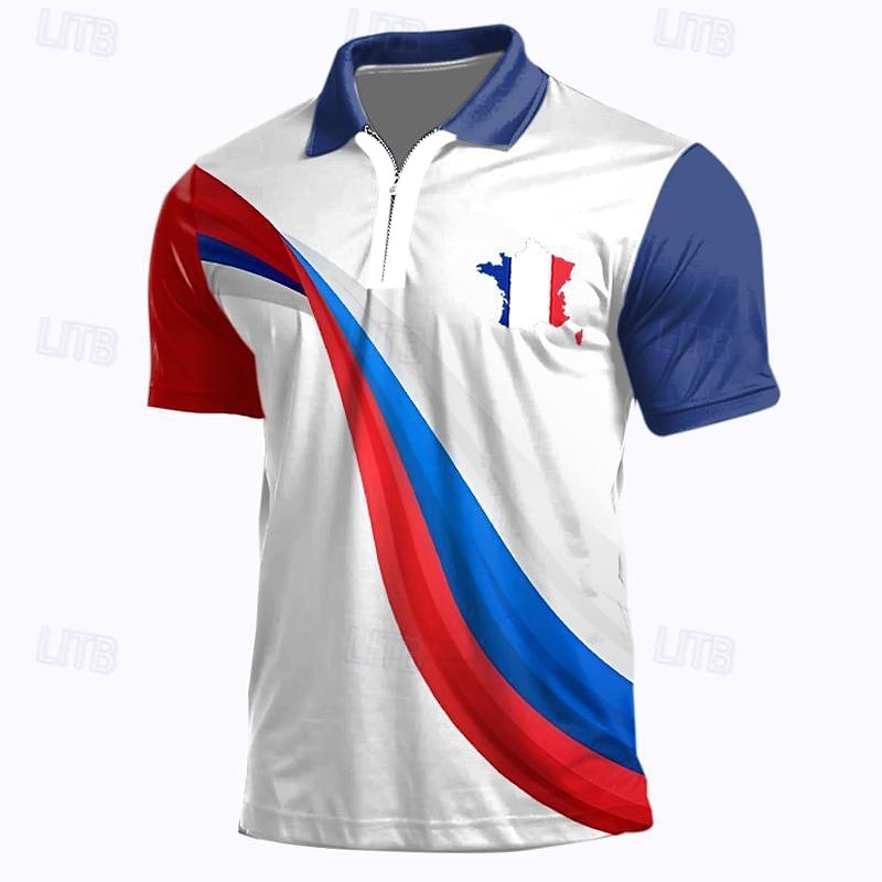 Pánské veteráni Vlastenec Polokošile na zip Golfová košile Krátký rukáv Polo tričko Košile s límečkem Na běžné nošení Streetwear Oblečení na dovolenou Párty oblečení 3D tisk Polo na čtvrt zip Jaro 2025 - $22.99 –P6