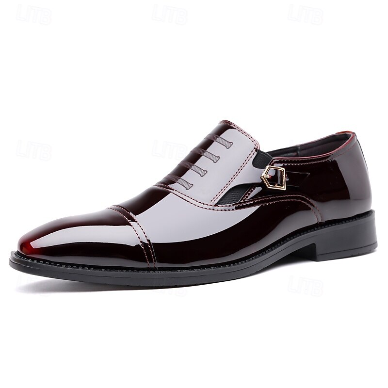 Herrenschuhe - schwarz-weiße Lackschuhe mit Schnalle für Hochzeiten, Galas und Tanzpartys 2025 - $42.99 –P1