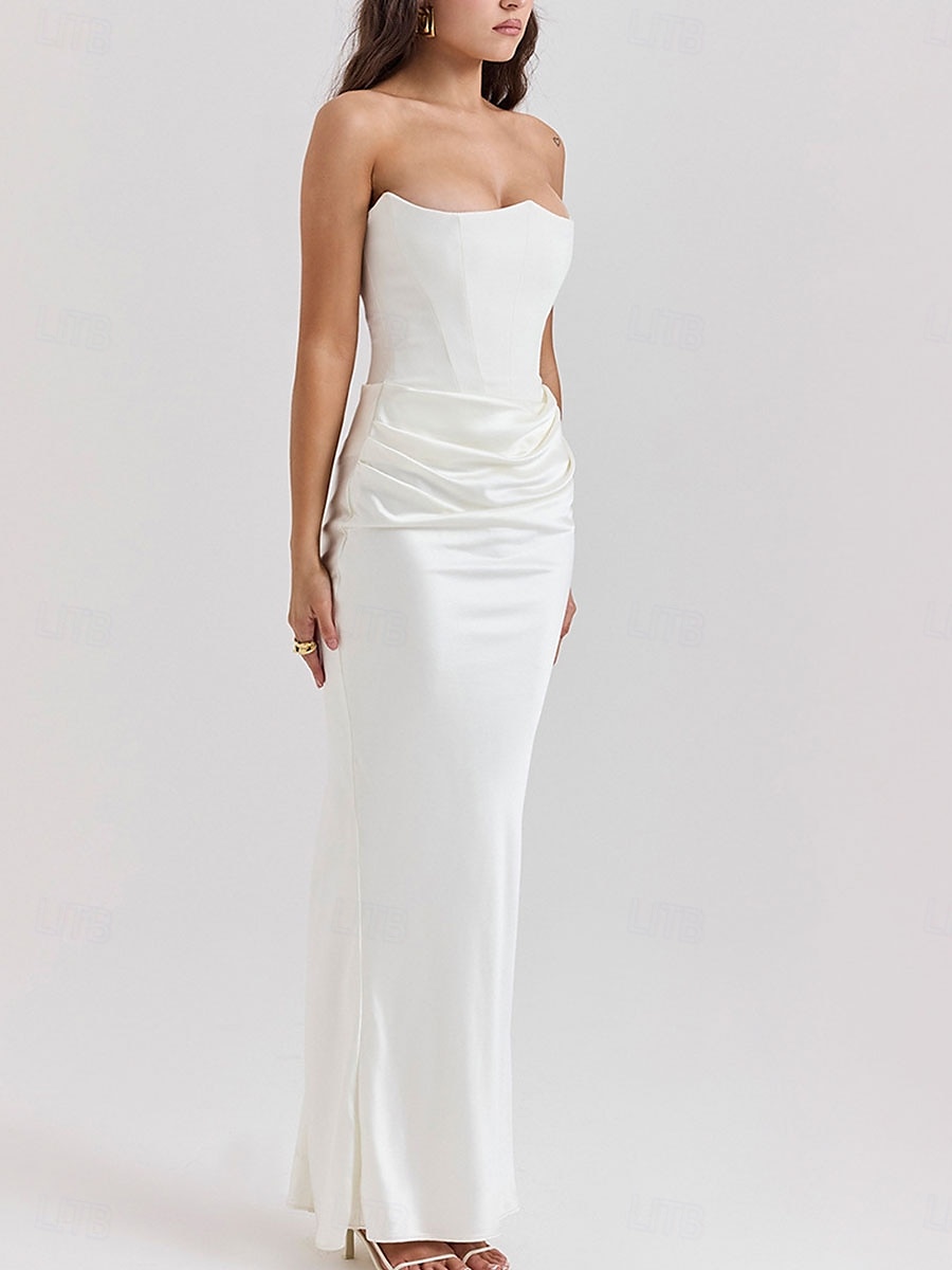 Trumpetti / merenneito Quinceanera mekot Tyylikäs Mekko Häät Häävieras Kokopitkä Hihaton Olkaimeton Spandex Selästä avoin kanssa Rypytetty 2025 2025 - $89.99 –P18