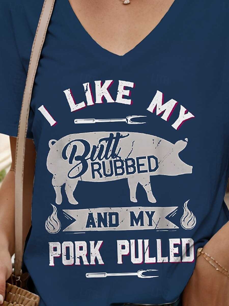 Femmes T-shirt Graphique Animal Lettre ancien Élégant Classique Manche Courte Col en V Hauts Réguliers Quotidien Sortir Week-end Imprimé Noir Bleu Vert Été Printemps de 2025 ? $19.99 –P3