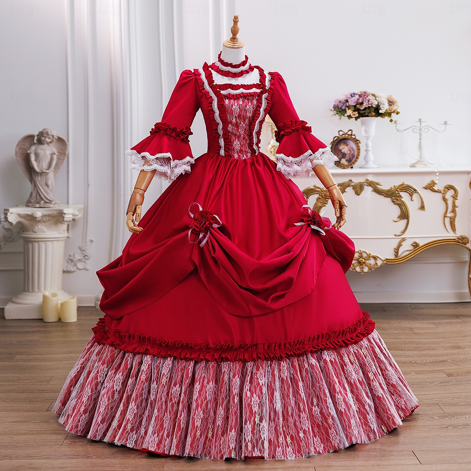Vintage Rokoko Renässans Maxi Klänningar Vanligt Juliet ärm Prinsessa Brud Plisserad Med volanger Prinsessa Rund hals Dam Halloween Karnival Maskerad Prestanda Fest Halloween Vuxen Alla årstider 2025 - $237.59 –P2