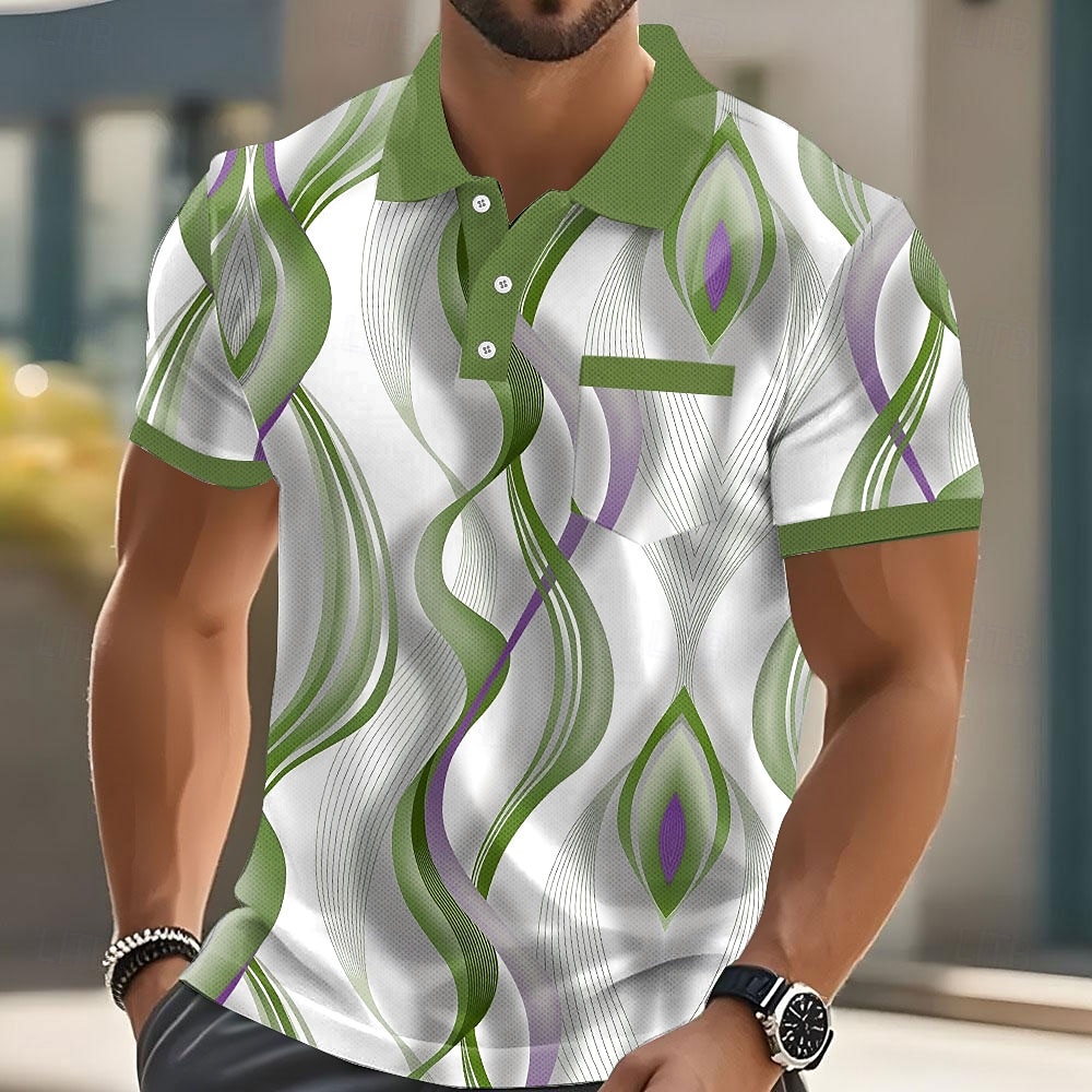 Per uomo Astratto Geometrico Polo Manica Corta Magliette polo Camicie con Colletto Business Casual All'aperto Athleisure Abbigliamento quotidiano Bottoni Tasca Stampa 3D Estate Blu Viola Verde del 2025 a $20.99 –P2