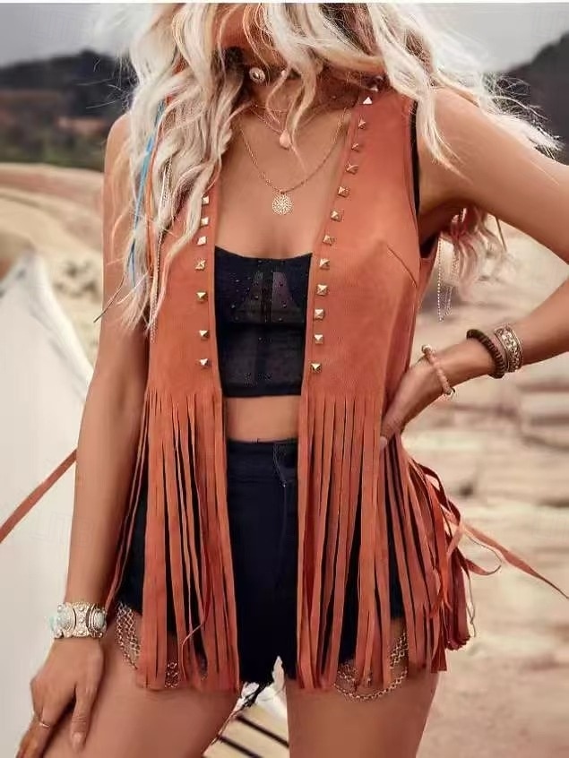 Retró Boho 1970-es évek Velúr mellény Hippi Rojt Jelmez Női Farsang Alkalmi / Napi Pride Parade Büszkeség hónapja Felnőttek Mellény 2026 - $23.99 –P1