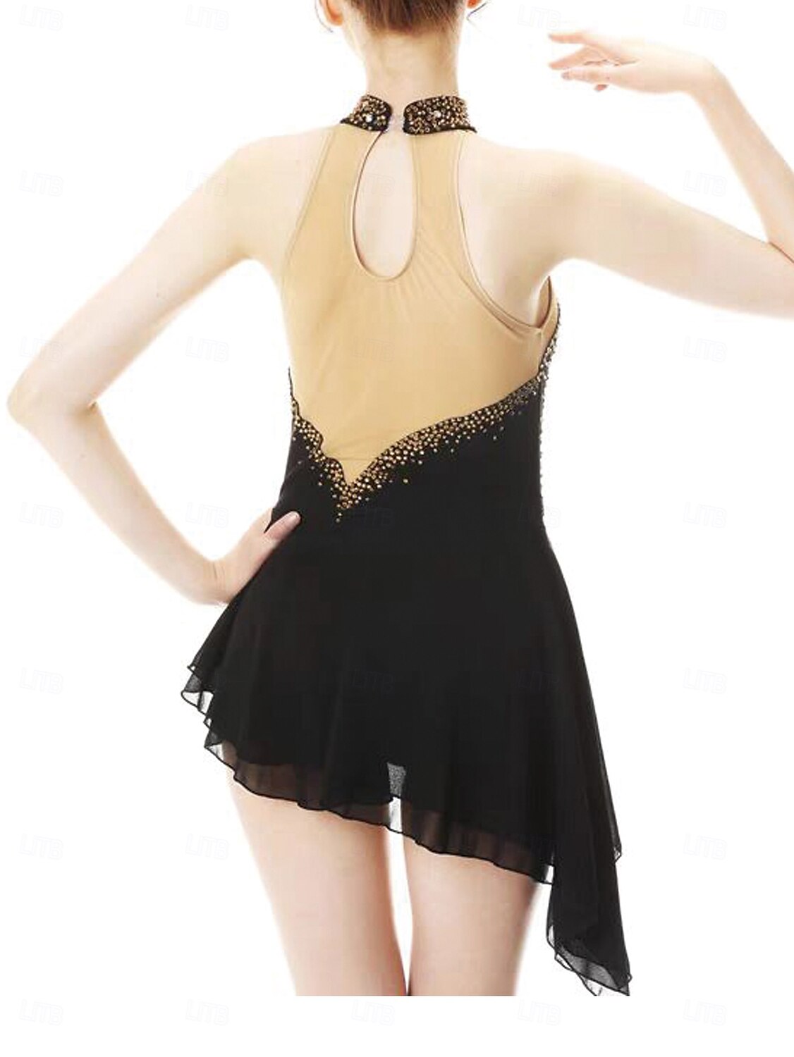 Abito da pattinaggio artistico Per donna Ragazze Pattinaggio sul ghiaccio Vestito Nero Patchwork Foro per il pollice Rete Spandex Elasticizzato Allenamento Professionale Competizione Vestiti da del 2025 a $181.99 –P2