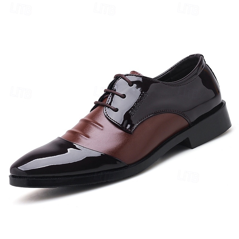 sapatos oxford masculinos de couro envernizado preto e marrom – sapatos elegantes para banquetes e bailes de formatura para eventos formais de 2025 por $34.99 –P3