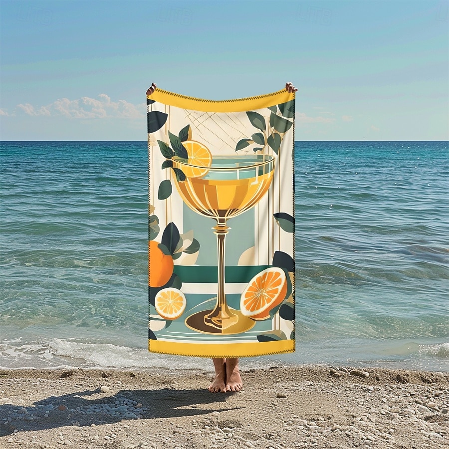 Toalla de playa estampada, manta de playa ligera, de secado rápido y sin arena, ideal para viajes, piscina y uso al aire libre. 2025 - $10.99 –P1