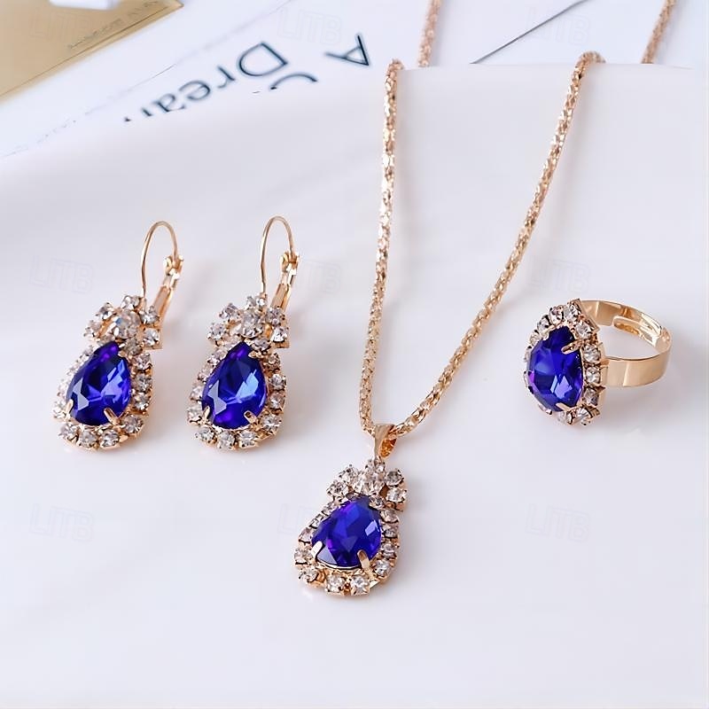 Conjunto de joias para presente para mulheres, colar elegante, brincos, anel em caixa de presente, presente perfeito para mãe, esposa, namorada, dia das mães, dia dos namorados, natal, aniversário de 2025 por $12.99 –P2