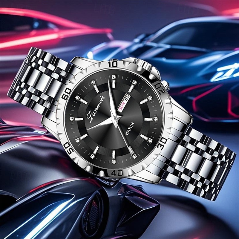 Montre à Quartz à la Mode pour Hommes avec Cadran Rond Simple Double Calendrier Lumineuse Étanche Montre à Bracelet en Acier Cadeau Préféré pour Montres d'Affaires de 2025 ? $31.99 –P7
