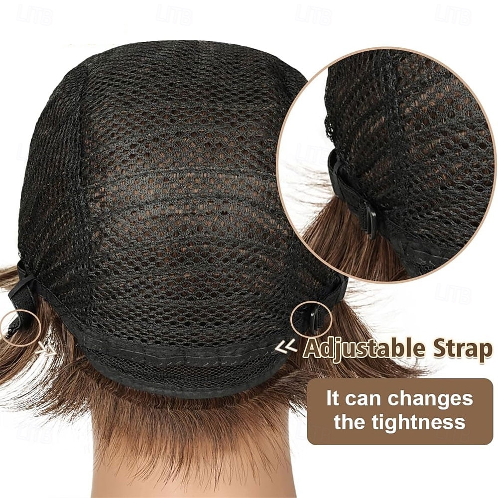 короткие парики для женщин коричневый парик пикси боб парик стрижка пикси для женщин синтетические парики с челкой повседневные или для косплея 2026 - $25.99 –P6