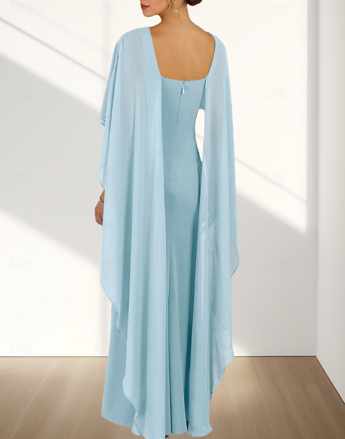 Rochii pentru invitate de nuntă în stil sirenă  trumpet Rochie elegantă pentru invitat de nuntă Angajament Lungime la podea Fără mâneci Guler rotund Chiffon cu volane 2025 - $158.99 –P2