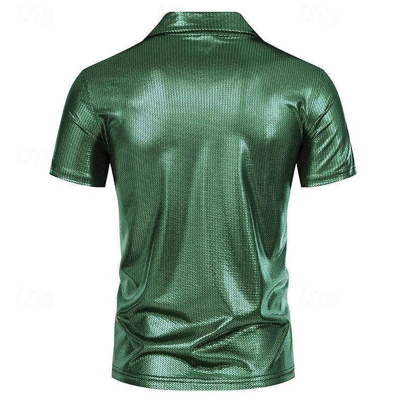 Retró 1980-as évek Póló POLO trikó Diszkó Fényes latex patent Fémes Szivárvány Jelmez Férfi Mindszentek napja Farsang Pride Parade Büszkeség hónapja Felnőttek Póló Nyár 2025 - $26.99 –P20