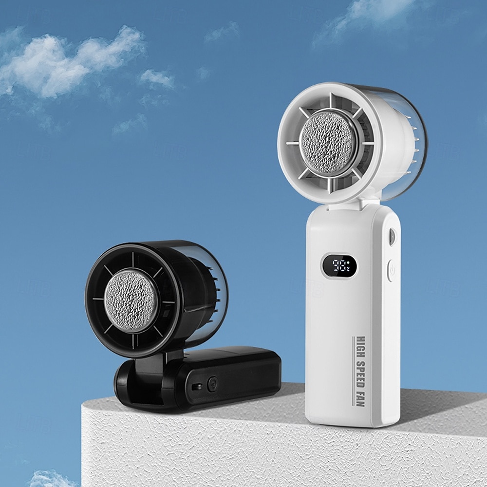Folding Handheld Cooling Fan with Ceramic Refrigeration, 13000RPM Motor, 100-Speed Digital Display, Type-C Charging, White 2025 - $37.99 –P8