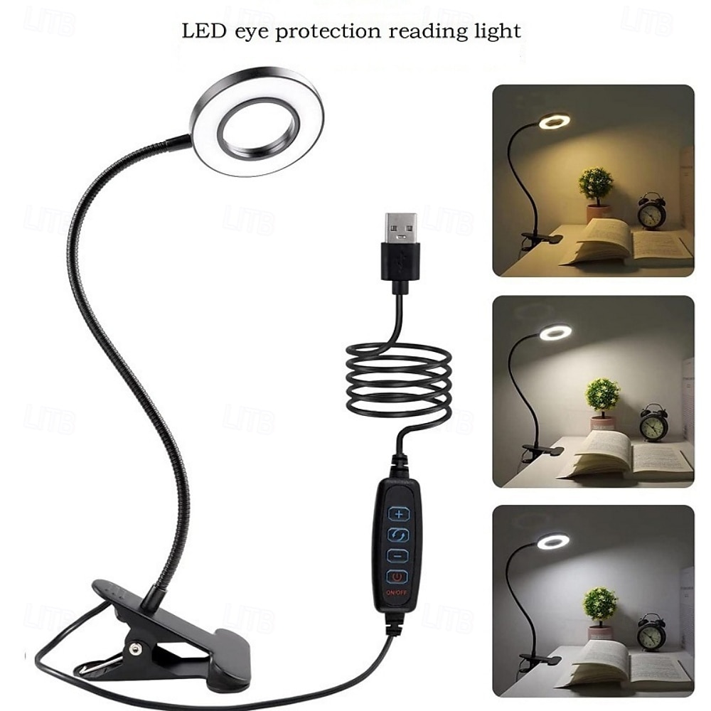 LED Desk Lamp Reading Lamp Night Light Dimmable USB Reading Light with Clamp Flexible Gooseneck Book Light for Bed Headboard Craft Computer 2025 - $12.49 –P3