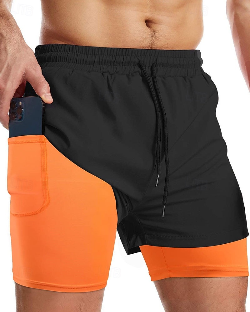 Men's Swim Trunks Swim Shorts Board Shorts Color Block Quick dry Breathable With Compression Liner with Towel Loop Vacation Beach Hawaiian Casual Black 2026 - $18.99 –P1