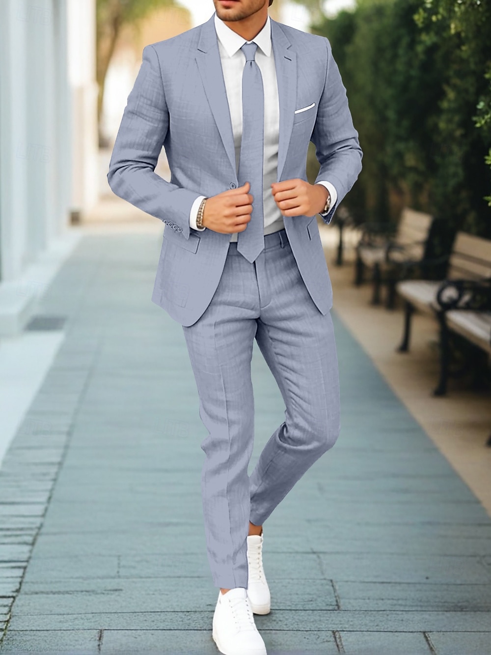Herre Bryllups Linjens dresser Mørk Khaki Lys Khaki Forretnings Formell Sommer ensfarget Standard Passform 2-delt Enkeltspent En-knapp 2025 - $112.99 –P7