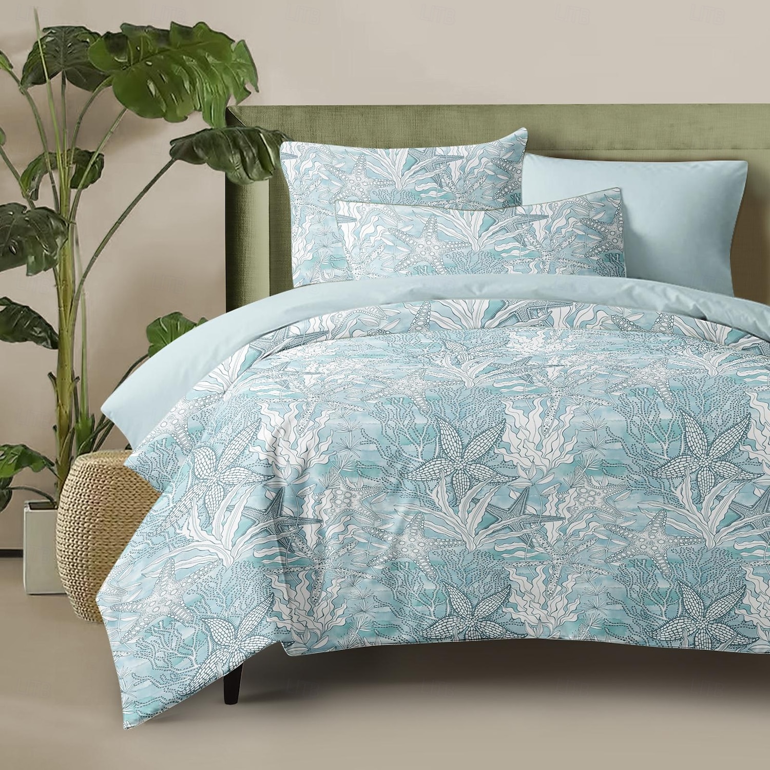 Zee Dekbedovertrek Set 100% Katoen Zacht en Ademend Beddengoed Met Zee Ster Zee Algen Lichte en Duurzame Dekbedovertrek Comfortabel voor Alle Seizoenen Makkelijk te Onderhouden 2025 - $60.99 –P3