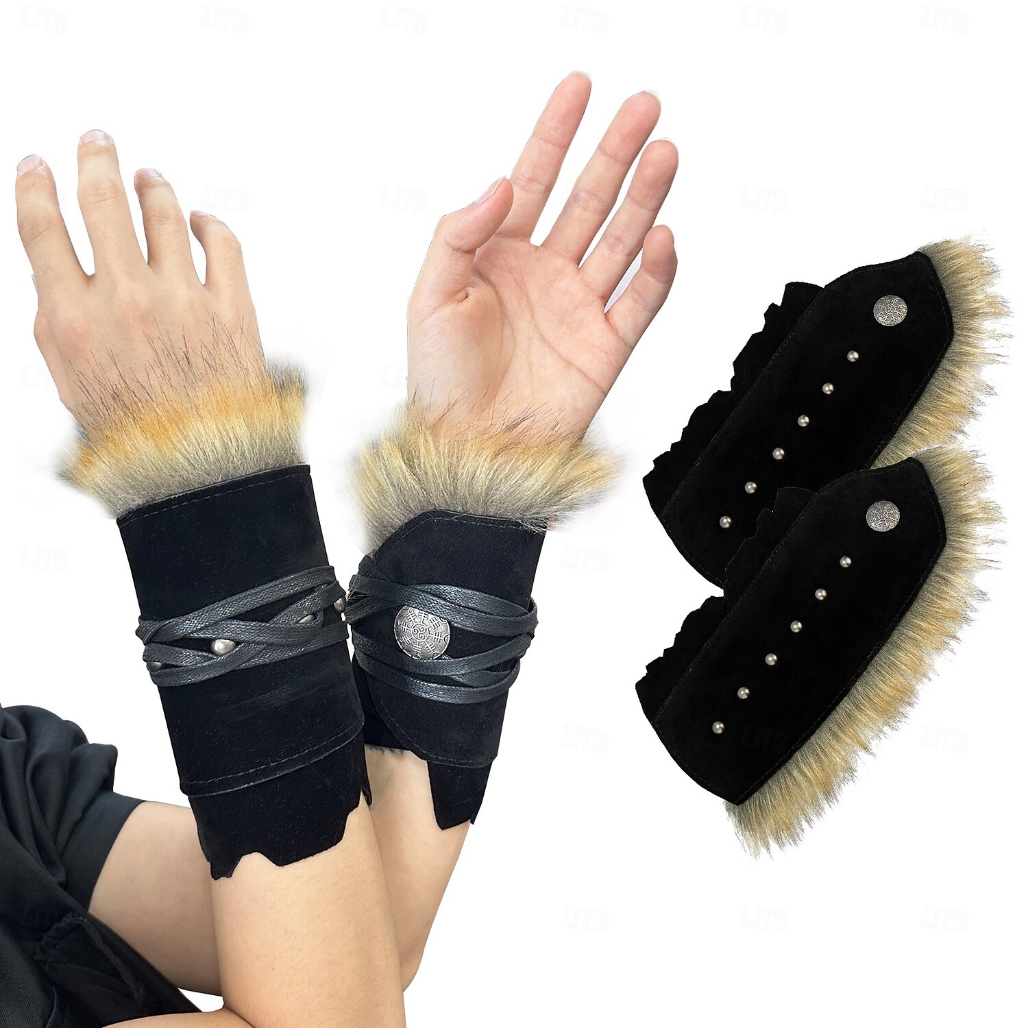 Retro / vintage Keskiaika Renessanssi Ranneke Soturi Viikinki Naamiaispuku Miesten Viikinki Halloween Karnevaali Juhla Suoritus LARP Aikuisten 1 rannetuki / JOS TARVITSET PARIN, TILAA 2 Käsivartijat 2026 - $37.99 –P1