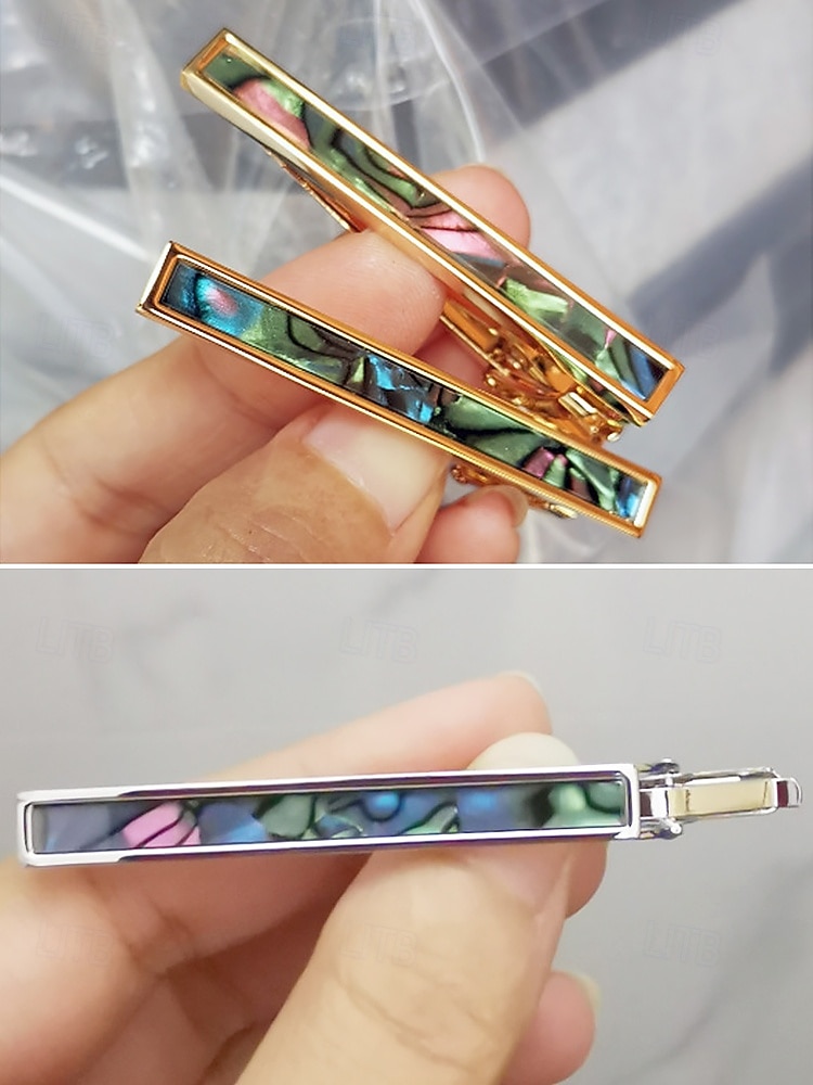 heren stropdas clip van messing ingelegd met parelmoer en abalone, stijlvol en elegant ontwerp, geschikt voor formele gelegenheden, een perfect cadeau voor zaken, bruiloften en Vaderdag 2026 - $11.99 –P2