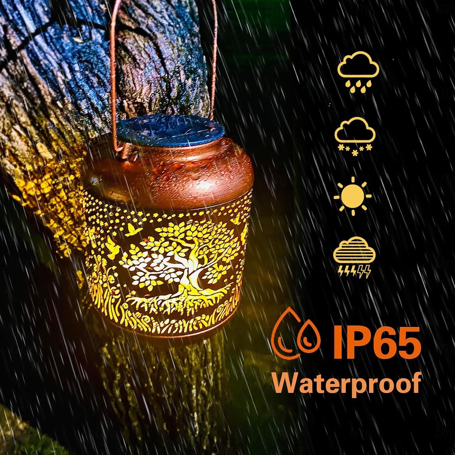 Solar-Hängelaternen mit Lebensbaum-Motiv für den Außenbereich, wasserdichte LED-Solarleuchten, dekorative Laternen aus Metall für Garten, Terrasse, Hof, Hinterhof, Hofdekoration, einzigartige 2026 - $19.99 –P9