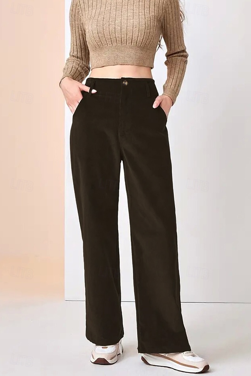 Per donna Pantaloni in cotone e lino Moda Lunghezza intera Naturale Semplice Tasca Comodo All'aperto Confortevole All'aperto Uscire Nero Blu Caffè Ciano Estate Vestibilità regolare del 2025 a $31.99 –P11